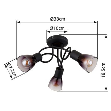 Globo - Tvirtinamas sietynas 3xE14/25W/230V juoda