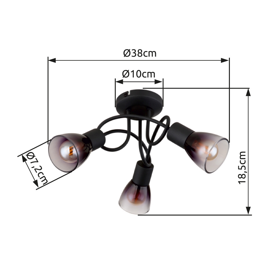 Globo - Tvirtinamas sietynas 3xE14/25W/230V juoda