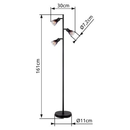 Globo - Toršeras 3xE14/25W/230V juoda