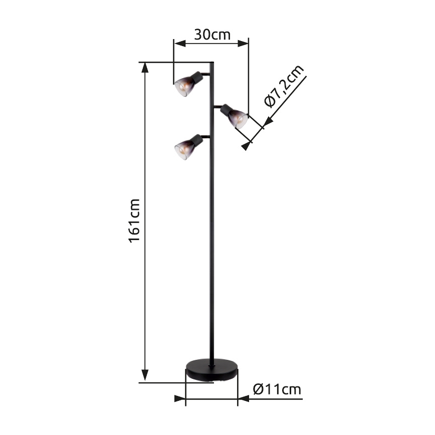 Globo - Toršeras 3xE14/25W/230V juoda