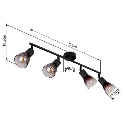 Globo - Akcentinis apšvietimas 4xE14/25W/230V juoda