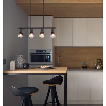 Globo - Pakabinamas sietynas 4xE14/25W/230V juoda