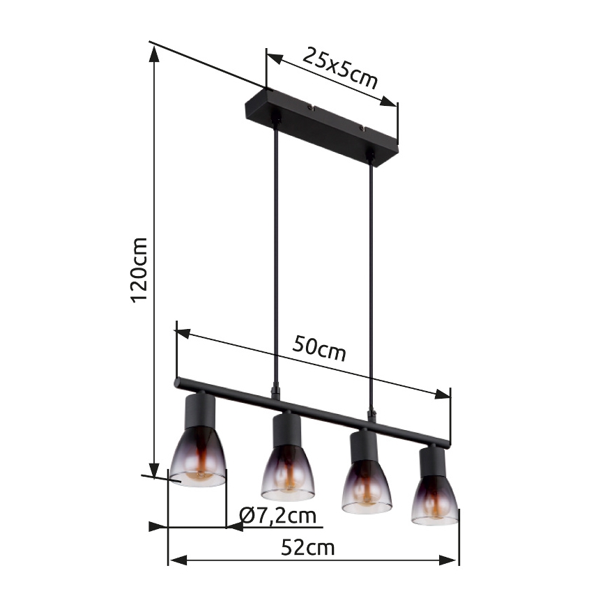 Globo - Pakabinamas sietynas 4xE14/25W/230V juoda