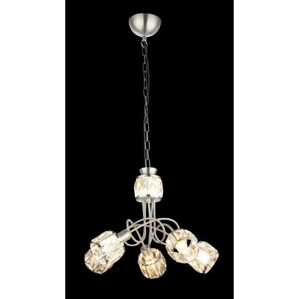 Globo - LED Sietynas, kabinamas ant grandinės 5xE14/40W/230V + LED/5W