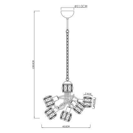 Globo - LED Sietynas, kabinamas ant grandinės 5xE14/40W/230V + LED/5W