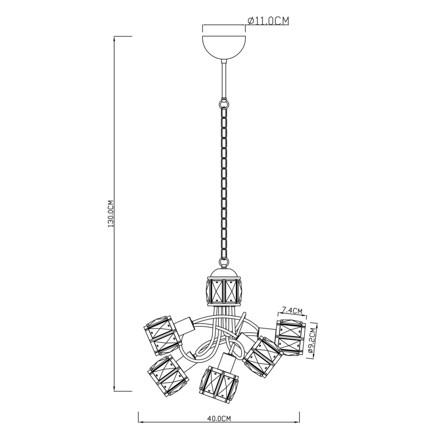 Globo - LED Sietynas, kabinamas ant grandinės 5xE14/40W/230V + LED/5W