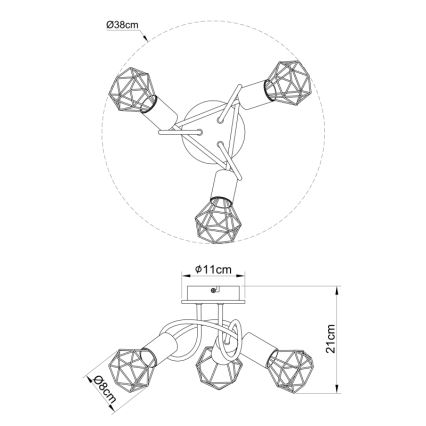 Globo - Ant pagrindo montuojamas sietynas XRA 3xE14/40W/230V