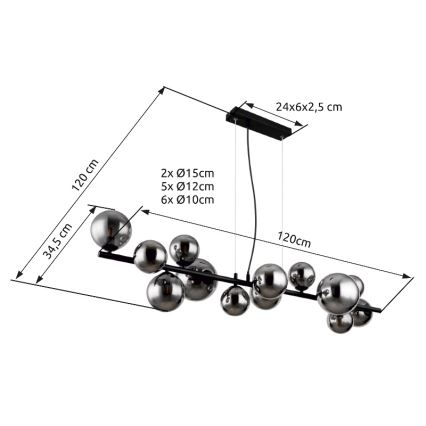 Globo - LED Pakabinamas sietynas 13xG9/3,5W/230V dūminis/juoda