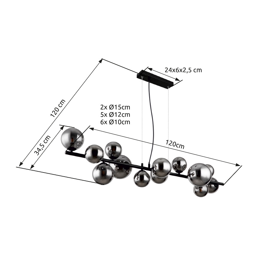 Globo - LED Pakabinamas sietynas 13xG9/3,5W/230V dūminis/juoda