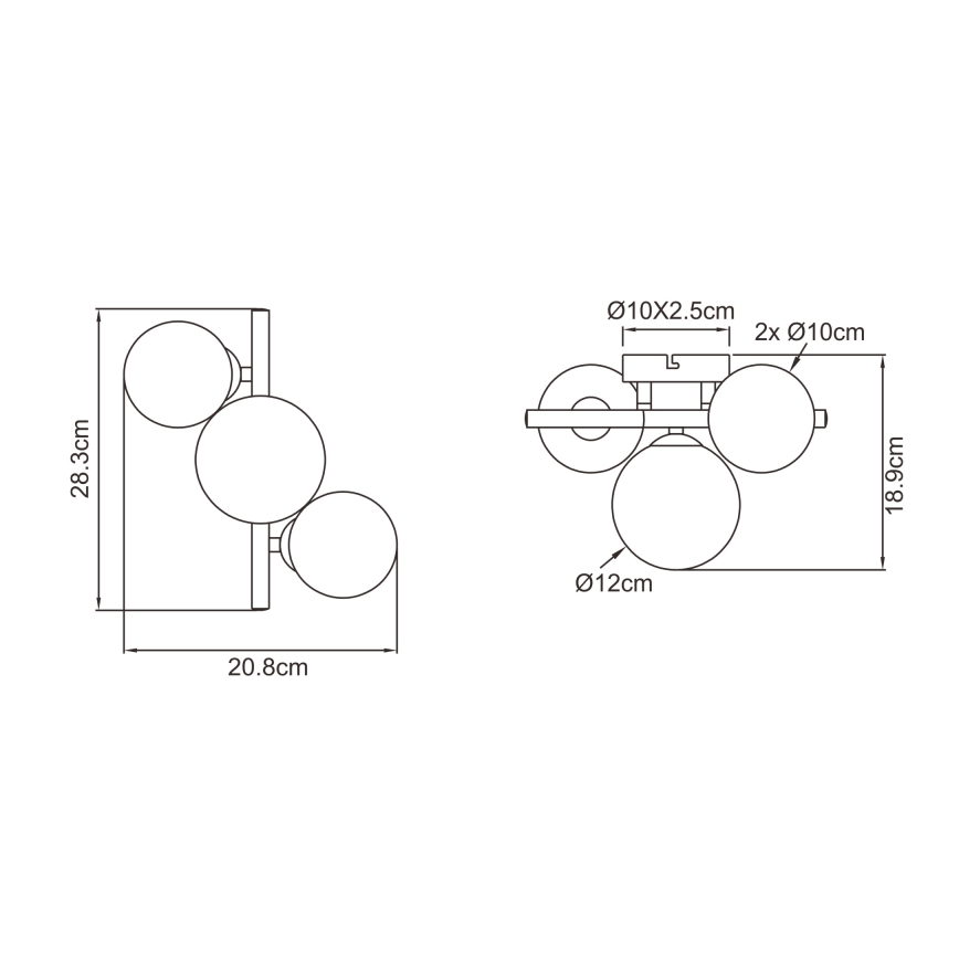 Globo - LED Ant pagrindo montuojamas sietynas RIHA 3xG9/3,5W/230V