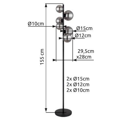 Globo - LED toršeras 6xG9/3,5W/230V dūminis/juoda