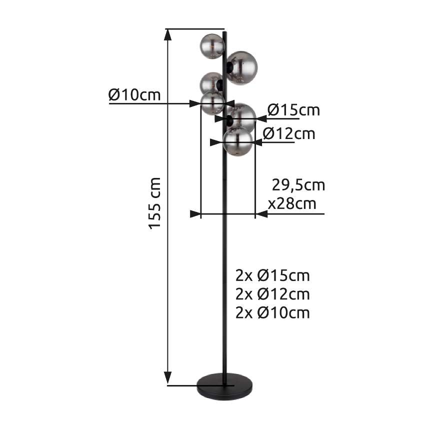 Globo - LED toršeras 6xG9/3,5W/230V dūminis/juoda