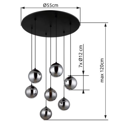 Globo - LED Pakabinamas sietynas 7xG9/3,5W/230V dūminis/juoda