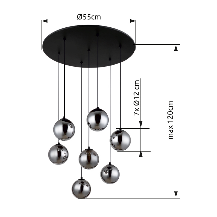 Globo - LED Pakabinamas sietynas 7xG9/3,5W/230V dūminis/juoda
