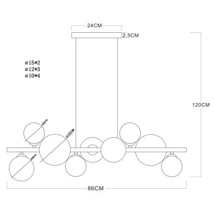 Globo - LED Sietynas, kabinamas ant virvės 9xG9/3W/230V