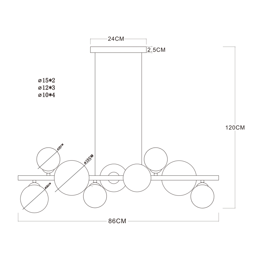 Globo - LED Sietynas, kabinamas ant virvės 9xG9/3W/230V