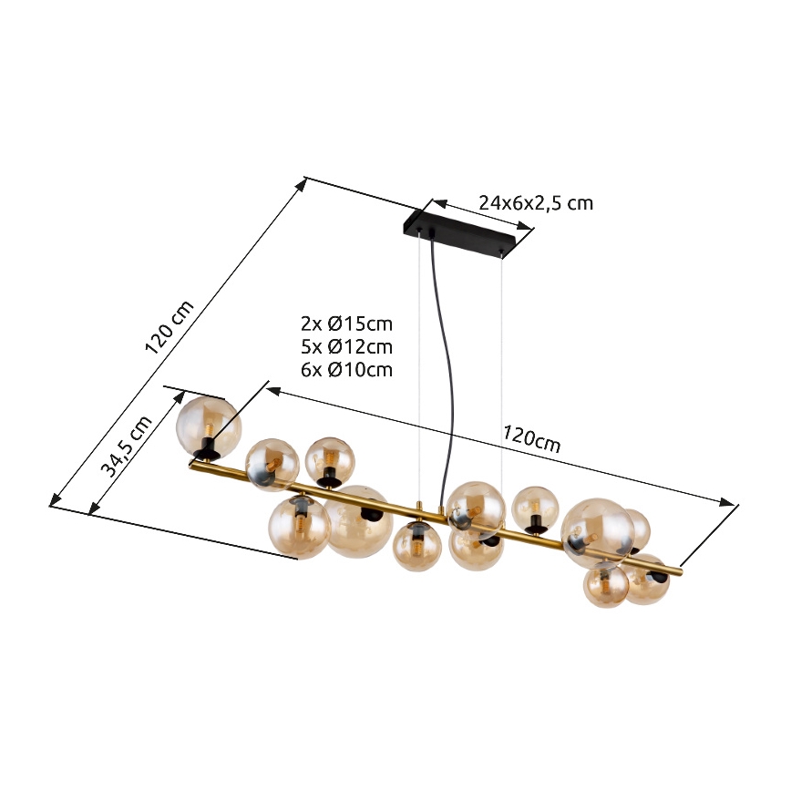 Globo - LED pakabinamas šviestuvas ant troselio 13xG9/3,5W/230V žalvaris