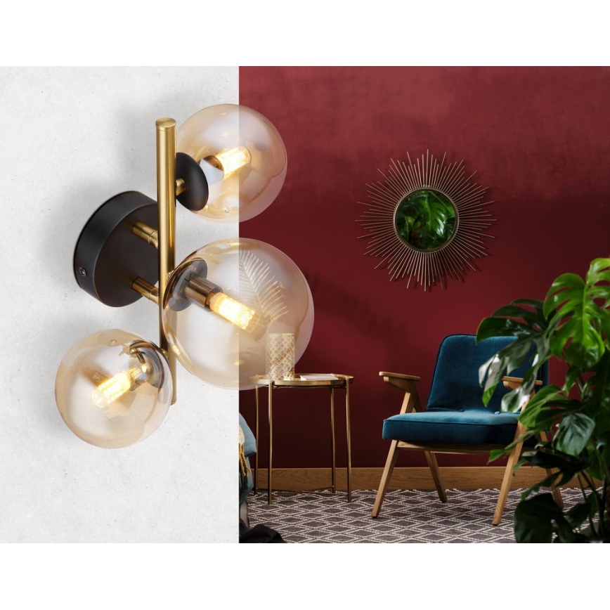 Globo - LED Ant pagrindo montuojamas sietynas RIHA 3xG9/3,5W/230V žalvaris