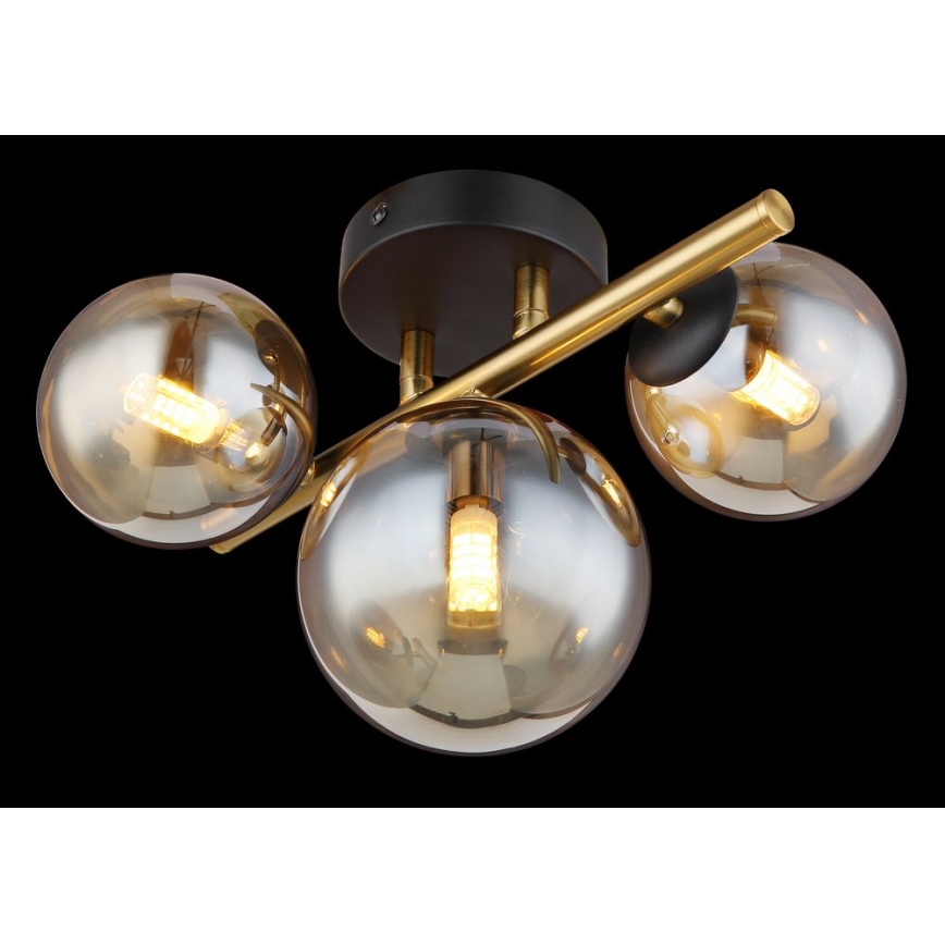 Globo - LED Ant pagrindo montuojamas sietynas RIHA 3xG9/3,5W/230V žalvaris