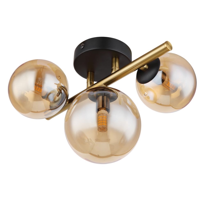 Globo - LED Ant pagrindo montuojamas sietynas RIHA 3xG9/3,5W/230V žalvaris