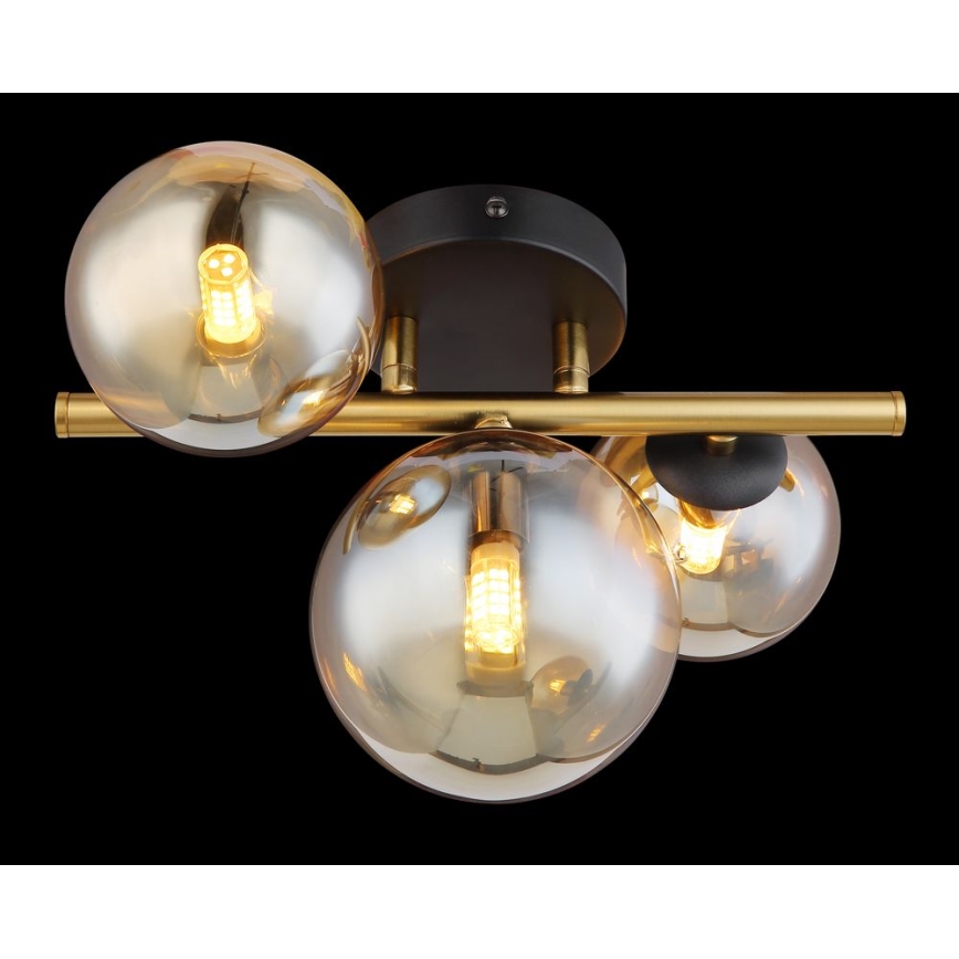 Globo - LED Ant pagrindo montuojamas sietynas RIHA 3xG9/3,5W/230V žalvaris