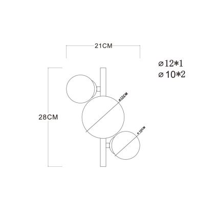 Globo - LED Ant pagrindo montuojamas sietynas RIHA 3xG9/3,5W/230V žalvaris