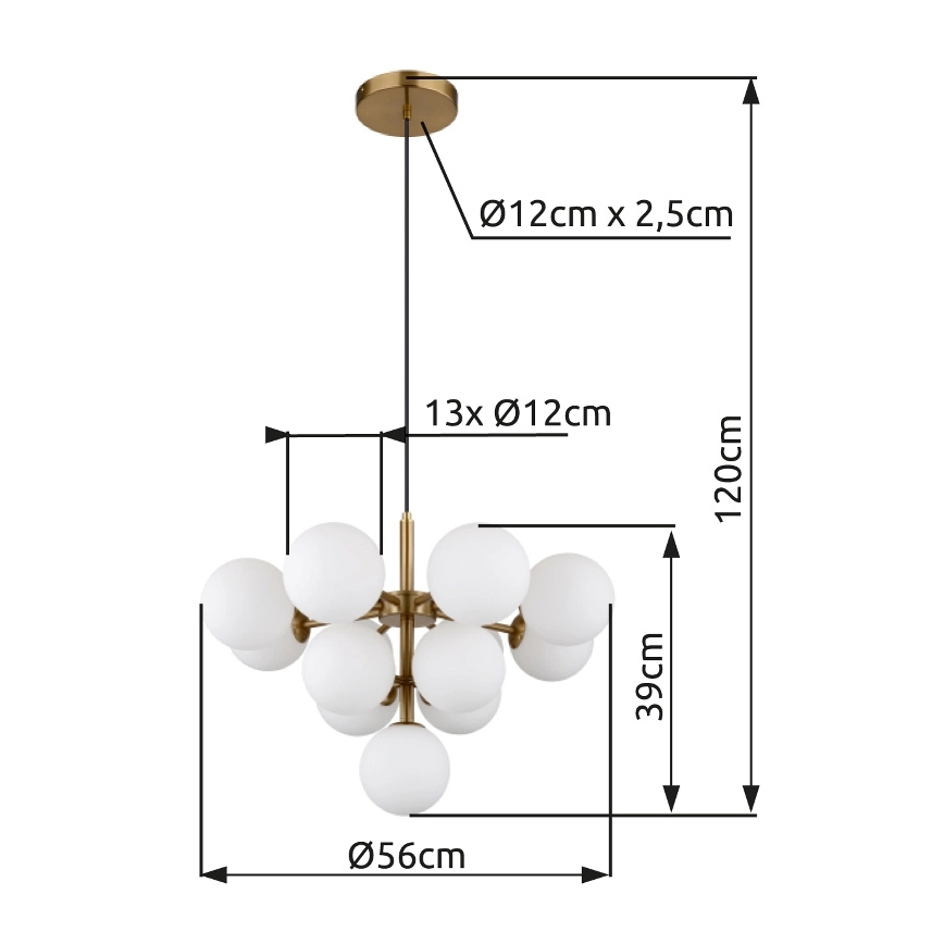 Globo - Pakabinamas sietynas 13xG9/5W/230V diametras 56 cm auksas