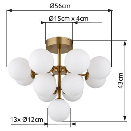 Globo - Tvirtinamas sietynas 13xG9/5W/230V diametras 56 cm auksas