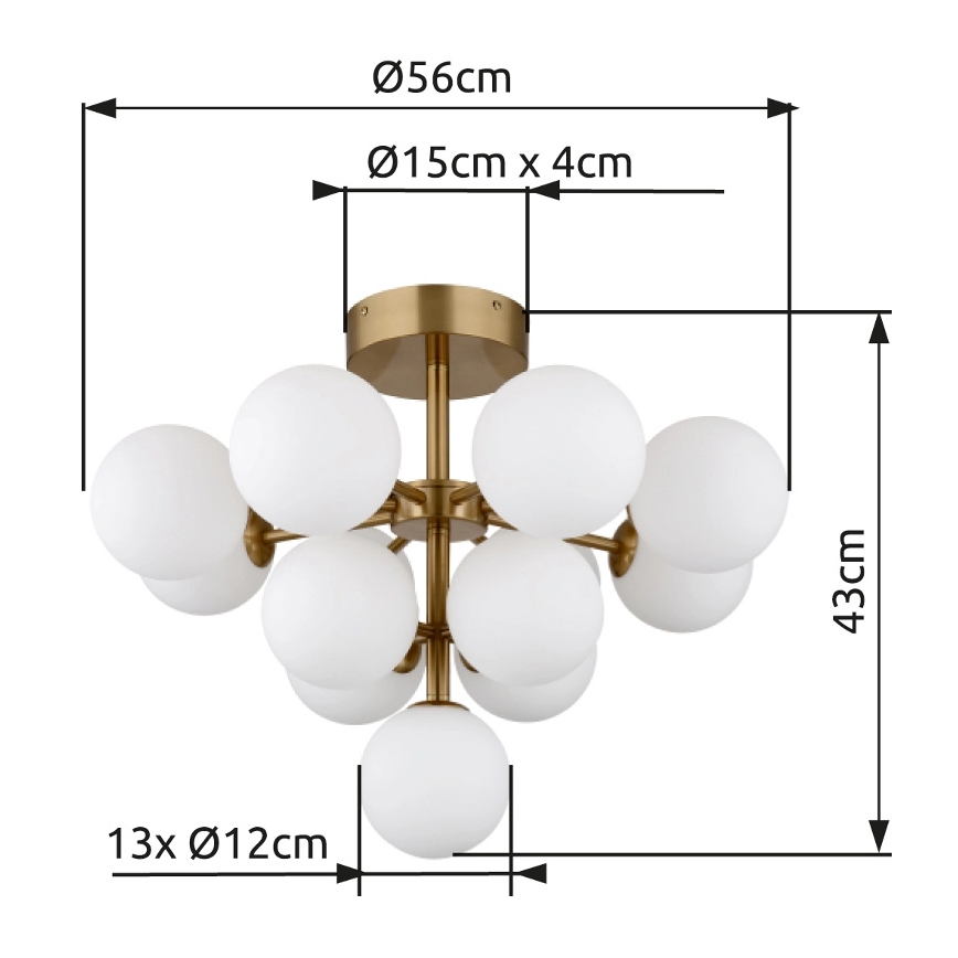 Globo - Tvirtinamas sietynas 13xG9/5W/230V diametras 56 cm auksas