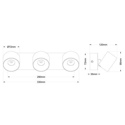 Globo - LED kryptinis šviestuvas 3xLED/6W/230V