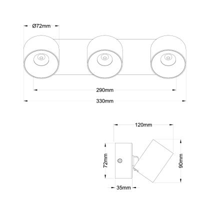 Globo - LED kryptinis šviestuvas 3xLED/6W/230V
