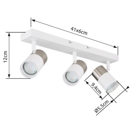 Globo - Akcentinis apšvietimas 3xGU10/25W/230V balta/matinis chromas
