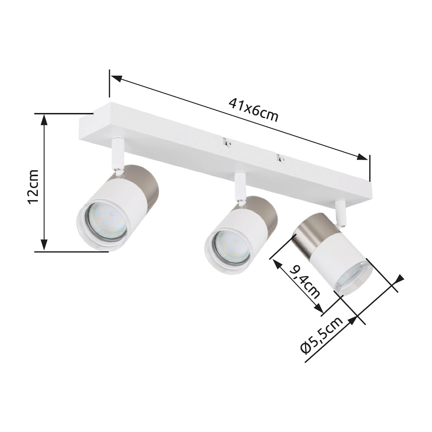 Globo - Akcentinis apšvietimas 3xGU10/25W/230V balta/matinis chromas