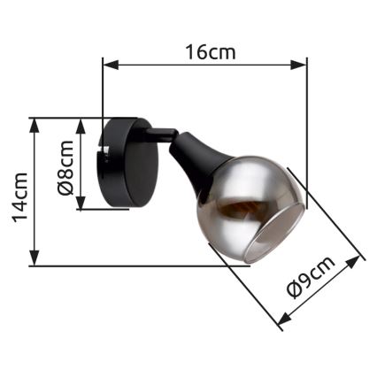 Globo - Sieninis akcentinis šviestuvas 1xE14/40W/230V juoda
