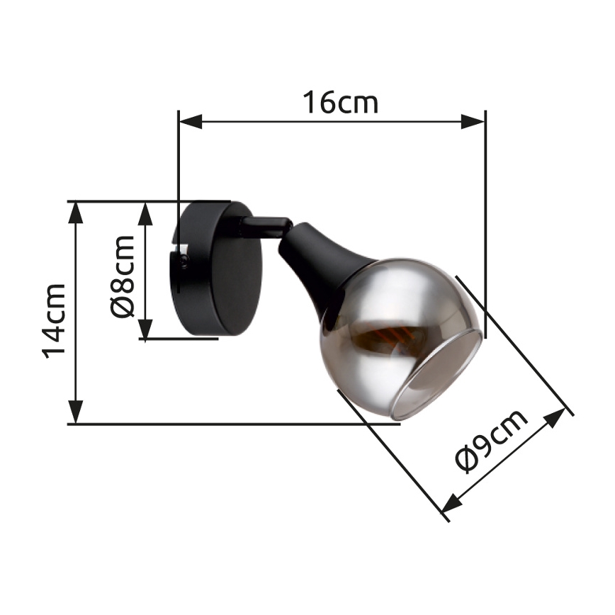 Globo - Sieninis akcentinis šviestuvas 1xE14/40W/230V juoda