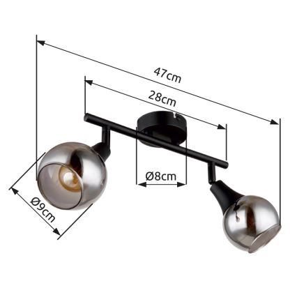 Globo - Akcentinis apšvietimas 2xE14/40W/230V juoda