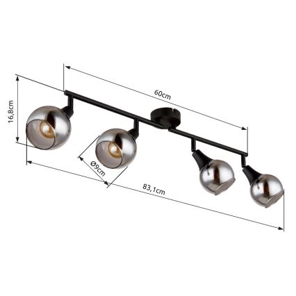 Globo - Akcentinis apšvietimas 4xE14/40W/230V juoda
