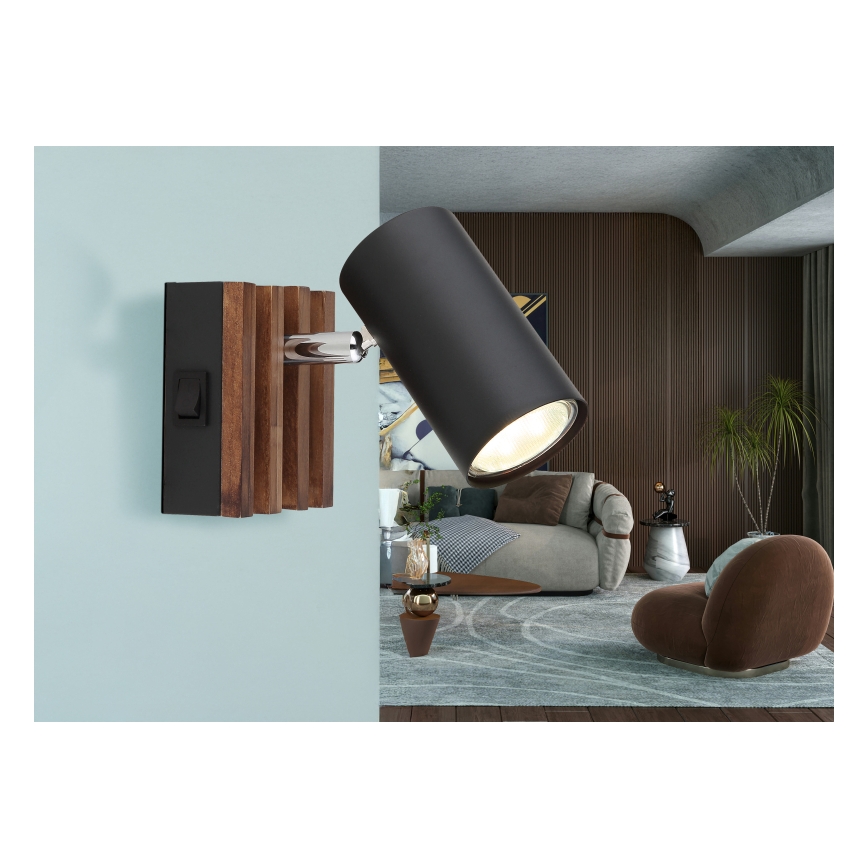 Globo - Sieninis akcentinis šviestuvas 1xGU10/25W/230V juoda