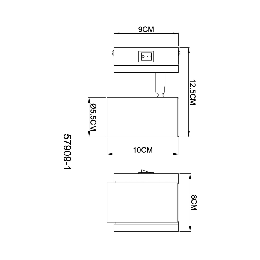 Globo - Sieninis akcentinis šviestuvas 1xGU10/25W/230V juoda