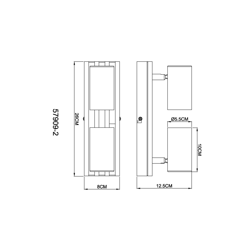Globo - Akcentinis apšvietimas 2xGU10/25W/230V juoda