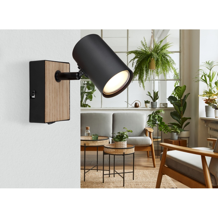 Globo - Sieninis taškinis šviestuvas 1xGU10/25W/230V juoda/ruda