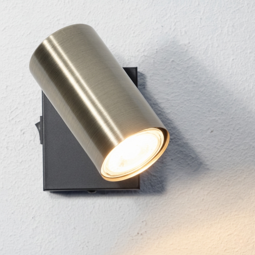 Globo - Sieninis akcentinis šviestuvas 1xGU10/25W/230V juodas/žalvaris