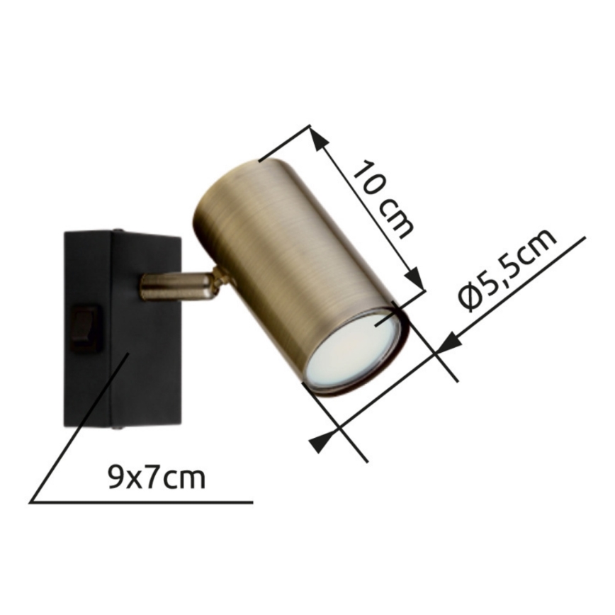 Globo - Sieninis akcentinis šviestuvas 1xGU10/25W/230V juodas/žalvaris