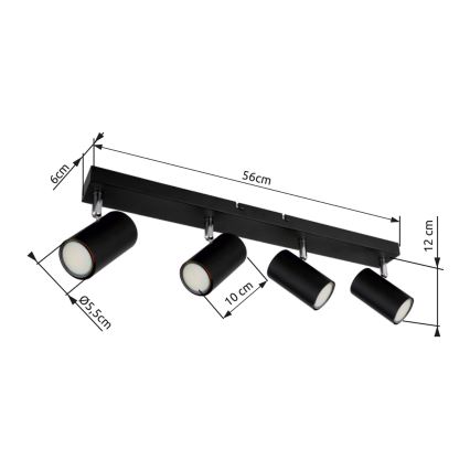 Globo - Akcentinis šviestuvas 4xGU10/35W/230V juodas