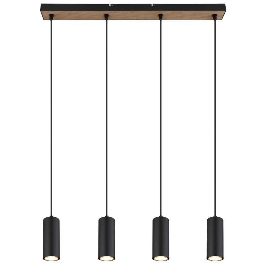 Globo - Pakabinamas sietynas 4xGU10/35W/230V juoda/ruda