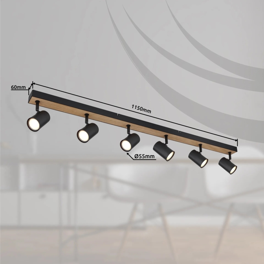 Globo - Akcentinis apšvietimas 6xGU10/35W/230V juoda/ruda