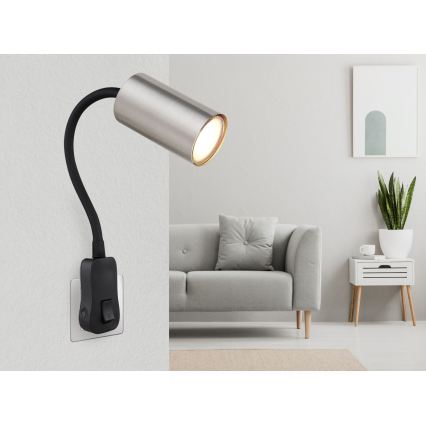 Globo - Sieninis taškinis šviestuvas į rozetę 1xGU10/35W/230V matinis chromas