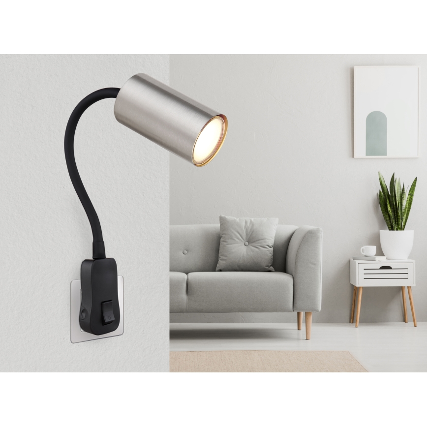 Globo - Sieninis taškinis šviestuvas į rozetę 1xGU10/35W/230V matinis chromas