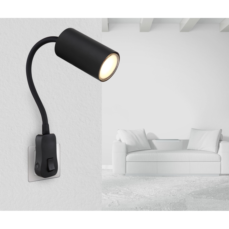 Globo - Sieninis taškinis šviestuvas su kištuku 1xGU10/35W/230V juodas