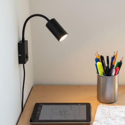 Globo - Elastīga sienas lampa 1xGU10/25W/230V juoda